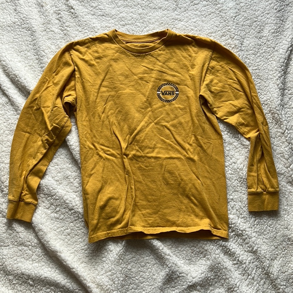 🦋3/$20 Vans Off the Wall Classic Fit Small MustardGold Cotton Long Sleeve Shirt